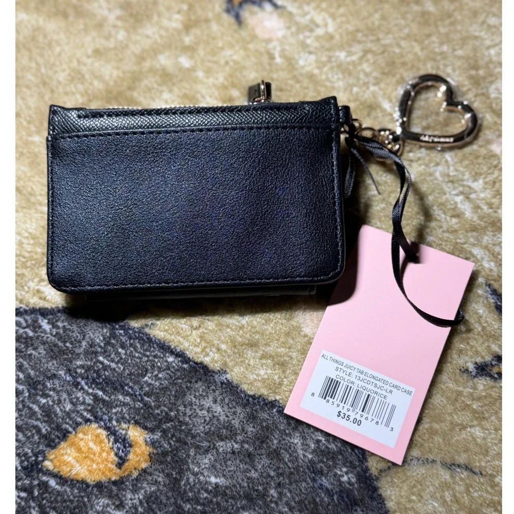 Juicy Couture‎ Black Card Holder Keychain Wallet Charms Strawberry Cherry Heart